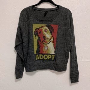 ADOPT a Dog Long Sleeve Grey Sweatshirt Size XS by Obey
